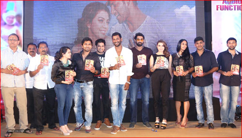 vishal new movie magamaharaju,telugu movie magamaharaju,magamaharaju audio function,hero rana at magamaharaju audio function,heroine hansika motwani  ‘మగమహారాజు’ ఆడియో ఆవిష్కరించిన రానా